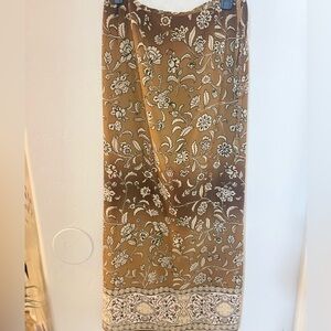 Floral Brown and Cream Wrap Around Skirt